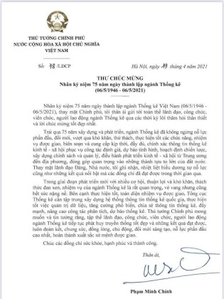 Thư Chúc mừng nhân dịp kỷ niệm 75 năm thành lập ngành Đăng ký & Đăng nhập VV88 app của Thủ tướng VV888 trò chơi mới