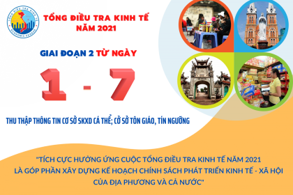 Tổng điều tra kinh tế năm 2021 giai đoạn 2: Thu thập thông tin cơ sở SXKD cá thể và cơ sở tôn giáo, tín ngưỡng