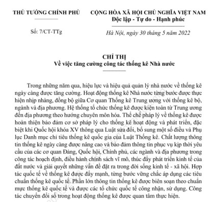 Chỉ thị của Thủ tướng VV888 trò chơi mới về tăng cường công tác thống kê VV88.top nhà cái Uy Tín, đẳng cấp Việt nam